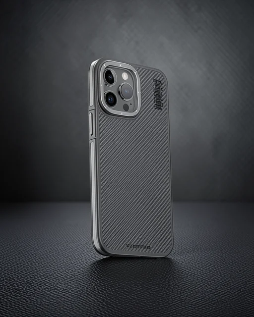 Joko Apple İphone 15 Pro Max Kılıf Aramid 600d Kevlar Karbon Fiber Magsafe Kapak - Gri