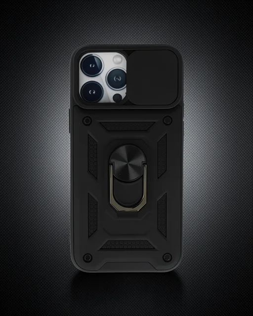 Apple İphone 13 Pro Kılıf Pars Lens Yüzüklü Silikon - Siyah