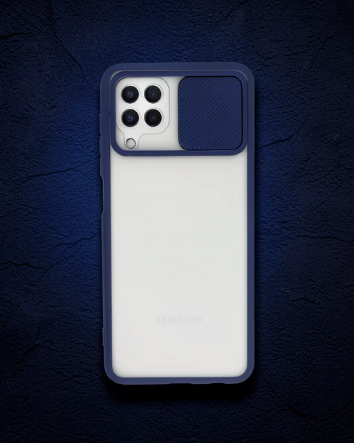 Samsung Galaxy A22 Kılıf Palm Buzlu Kamera Sürgülü Silikon - Lacivert