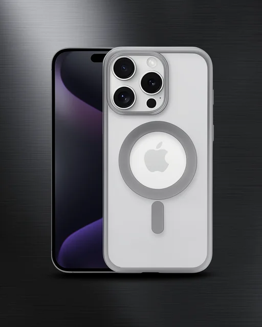 Apple İphone 15 Pro Max Kılıf Erozi Magsafe Kapak - Gümüş