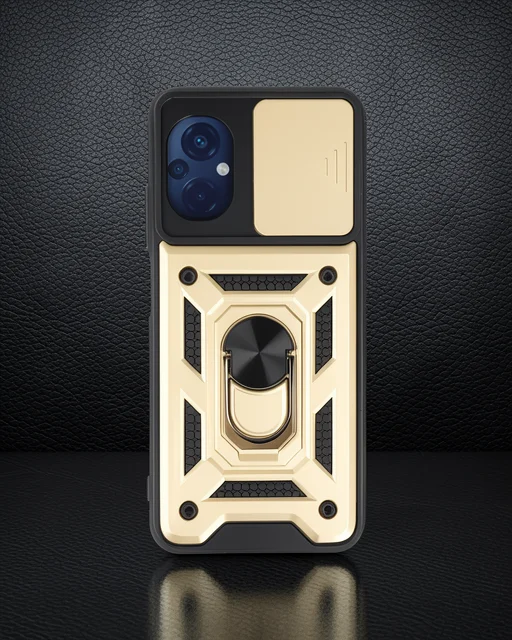 Xiaomi Poco M5 Kılıf Pars Lens Yüzüklü Silikon - Gold