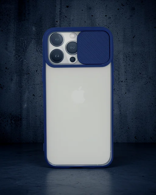 Apple İphone 13 Pro Max Kılıf Palm Buzlu Kamera Sürgülü Silikon - Lacivert
