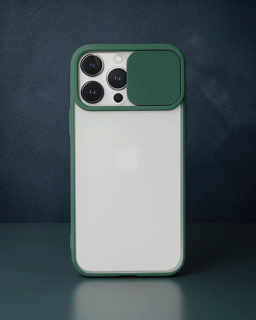 Apple İphone 13 Pro Max Kılıf Palm Buzlu Kamera Sürgülü Silikon - Yeşil