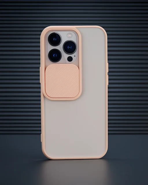 Apple İphone 13 Pro Kılıf Palm Buzlu Kamera Sürgülü Silikon - Pembe