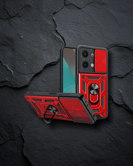Xiaomi Poco X6 Kılıf Pars Lens Yüzüklü Silikon - Kırmızı