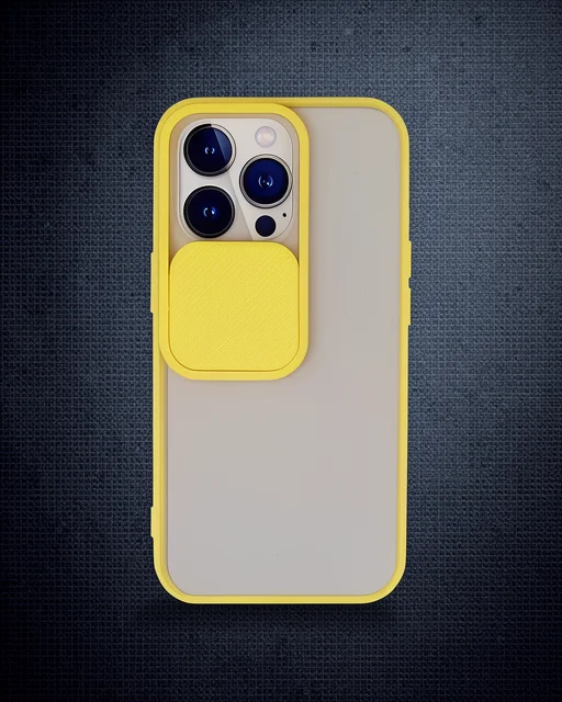 Apple İphone 13 Pro Kılıf Palm Buzlu Kamera Sürgülü Silikon - Sarı