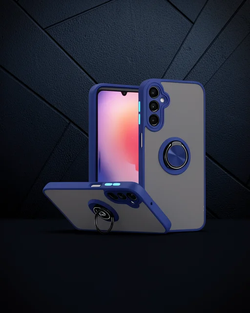 Samsung Galaxy A26 Kılıf Montreal Yüzüklü Silikon Kapak - Lacivert