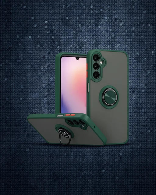 Samsung Galaxy A26 Kılıf Montreal Yüzüklü Silikon Kapak - Yeşil