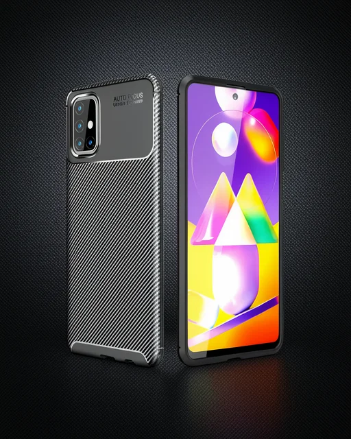 Samsung Galaxy M31s Kılıf Auto Focus Karbon Kapak - Siyah