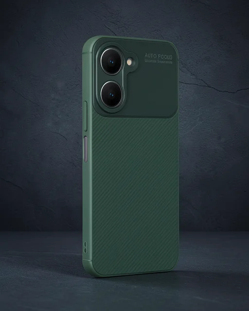 Vivo Y18 Kılıf Auto Focus Karbon Kapak - Koyu Yeşil