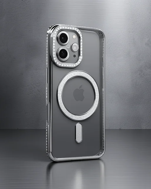 Apple İphone 16 Kılıf Joke Simli Magneticsafe Kılıf - Gri