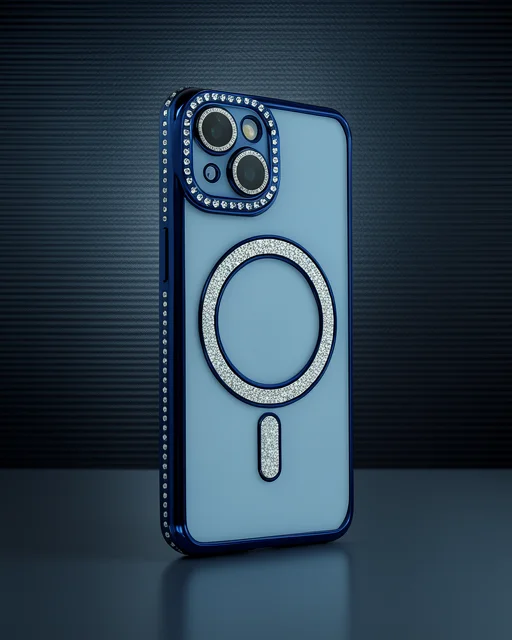 Apple İphone 13 Kılıf Joke Simli Magneticsafe Kılıf - Lacivert