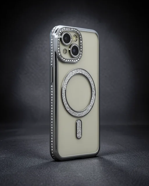 Apple İphone 13 Kılıf Joke Simli Magneticsafe Kılıf - Gri