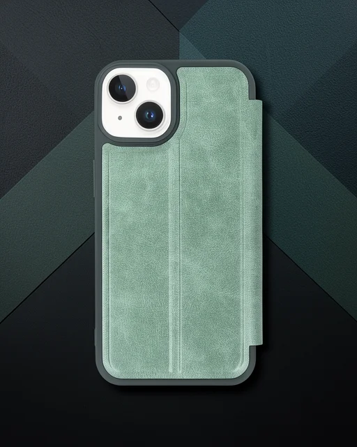 Apple İphone 14 Kılıf Flip Cover - Koyu Yeşil
