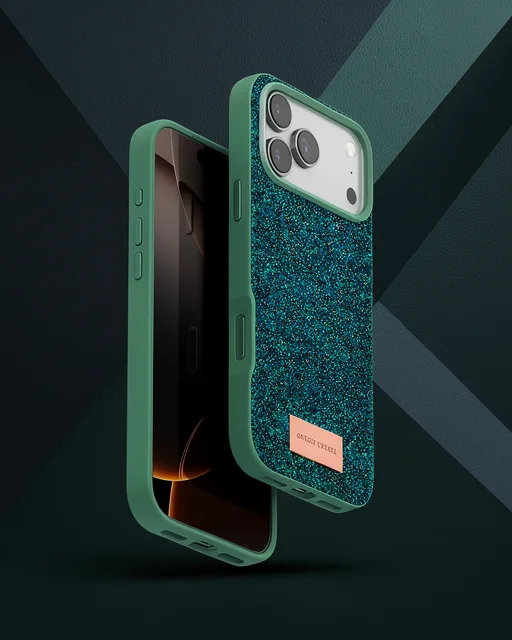 Onegif Apple İphone 17 Pro Bright Simli Kapak - Koyu Yeşil