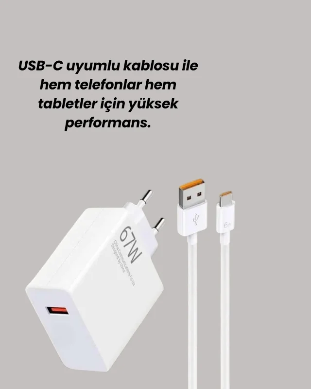 Turbo Hızlı Şarj Aleti 67w Type-c Uyumlu Kablo Seti – 2. görsel
