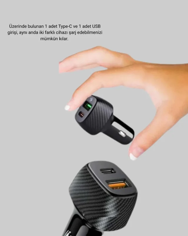 Hızlı Şarj Araç Cihazı Type-c 38w Çift Port