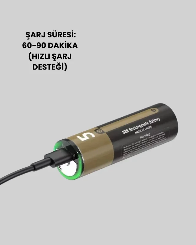 Hızlı Şarjlı Aa Lityum Pil 2 Adet Type-c Uyumlu