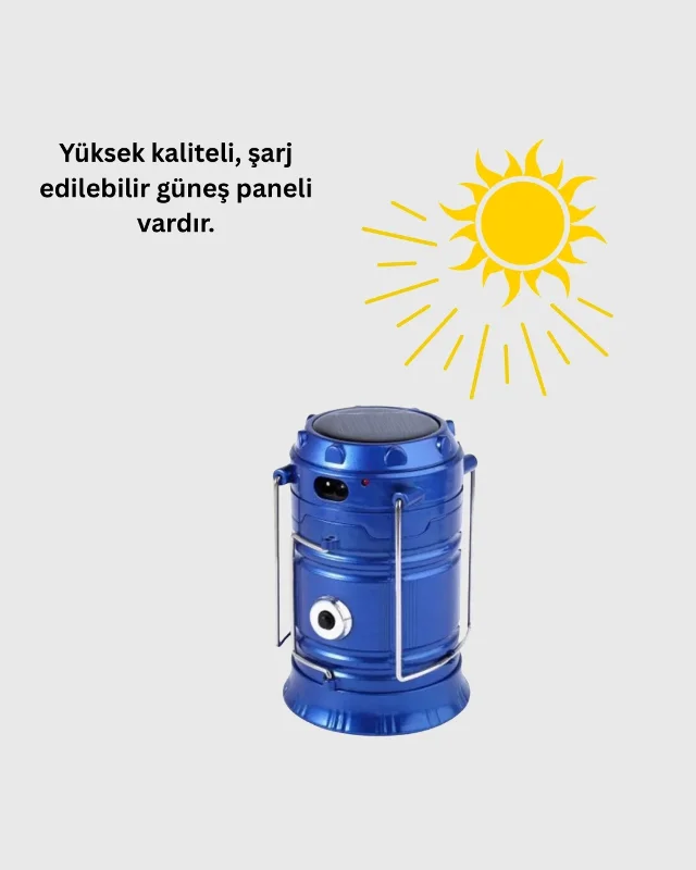Pratik Katlanabilir Kamp Feneri Usb Çıkışlı Şarj Edilebilir