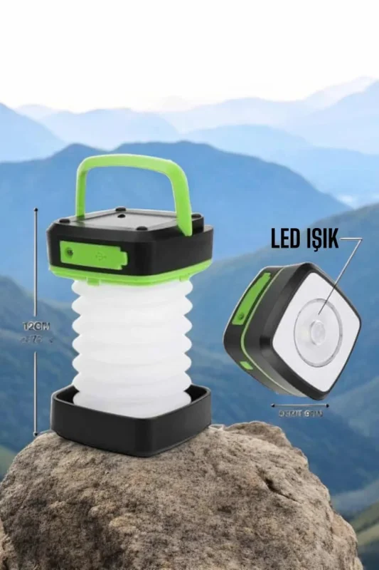 Beyaz Katlanabilir Led Lamba 1200 Mah Şarjlı Taşınabilir El Feneri