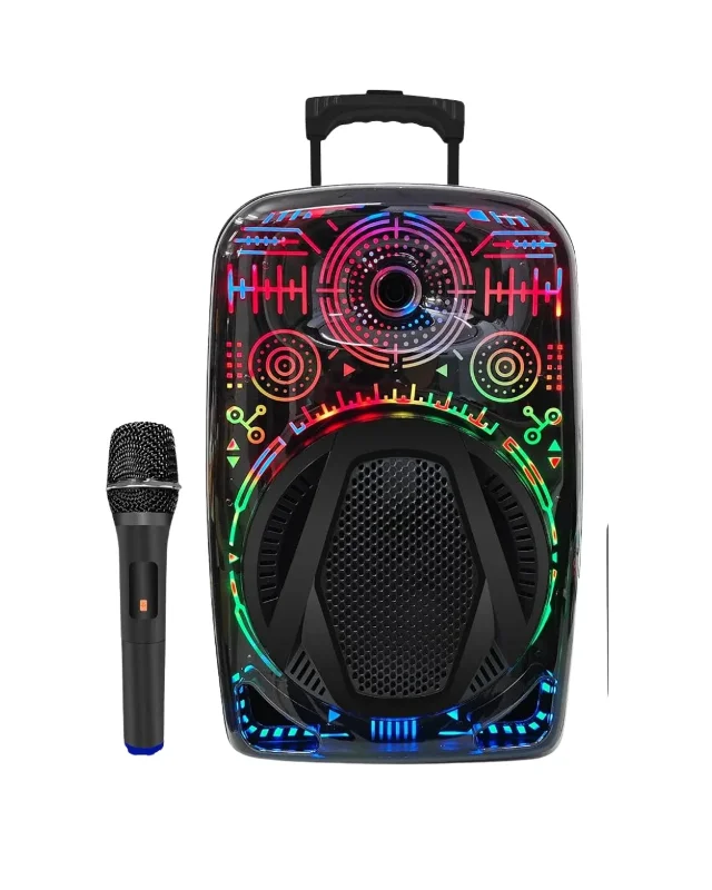 Karaoke Hoparlör 8 İnç Usb Aux Fm Destekli Işıklı
