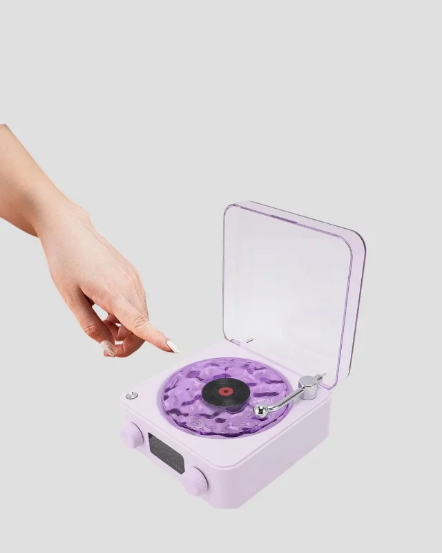 Retro Tasarımlı Bluetooth Pikap Hoparlör 360 Derece Ses