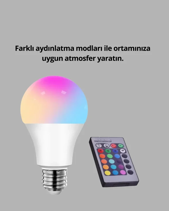 Uzaktan Kumandalı Rgb Led Ampul 16 Renkli E27 Uyumlu