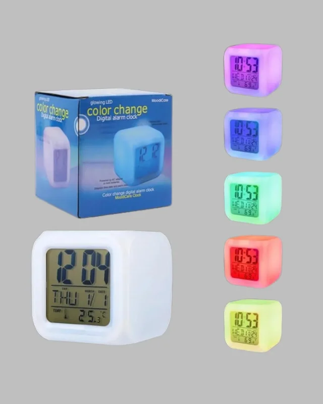 Dekoratif Renk Değiştiren Led Dijital Küp Saat 8x8 Cm