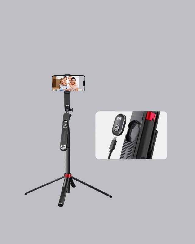 Yaka Mikrofon Seti Ve Tripodlu Selfie Çubuğu (kablosuz Model)