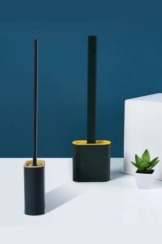 Ergonomik Duvara Monte Silikon Başlıklı Tuvalet Fırçası Seti