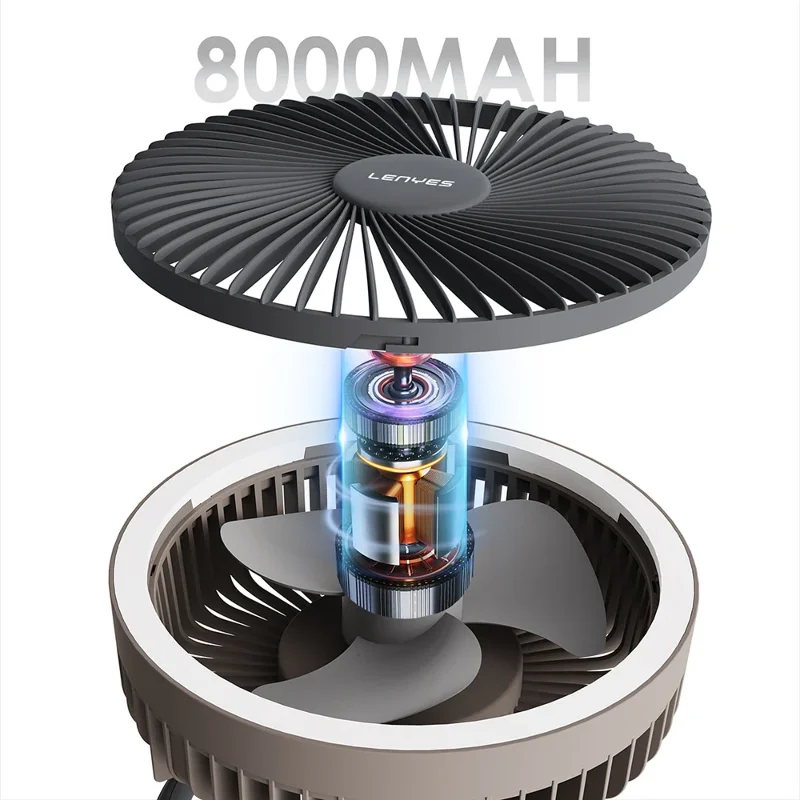 Lenyes LHF11 Led Işıklı 4 Kademeli Çok Fonksiyonlu Soğutucu Fan Beyaz