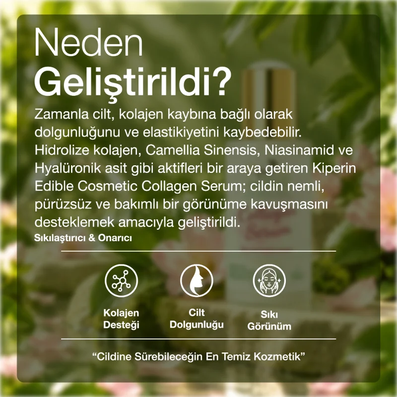 Collagen Serum | Sıkılaştırıcı & Onarıcı | Kolajen, Hyaluronik Asit, Yeşil Çay | Clinically | 30mL