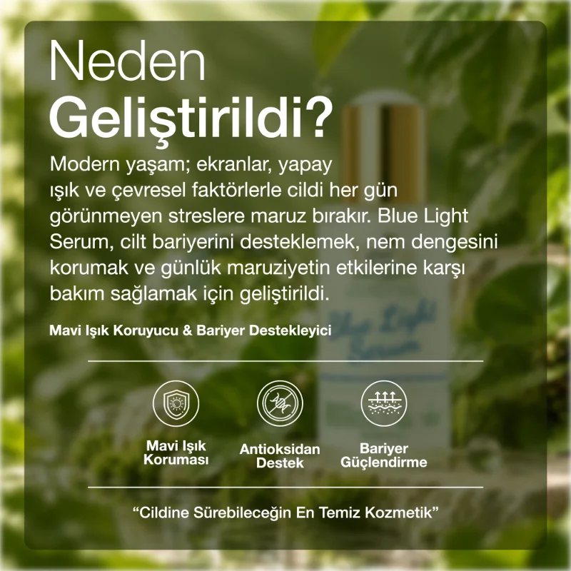 Blue Light Serum | Mavi Işık Koruyucu & Bariyer Desteği | Centella, Aphloia, Hyaluronik Asit | 30mL