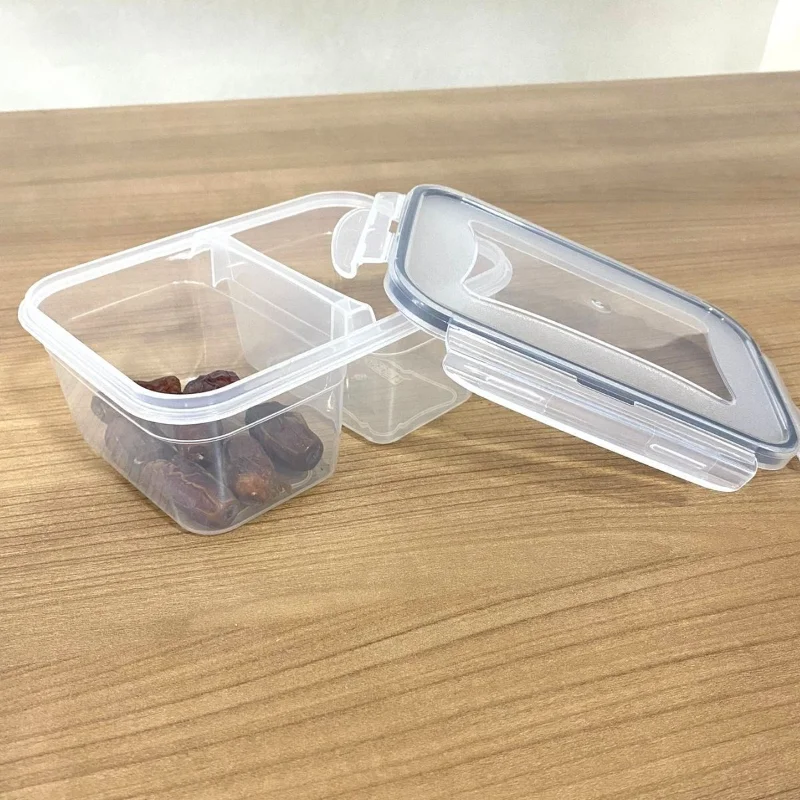 2 Bölmeli Kilitli Kapaklı Saklama Kabı 0,45+0,45 L 2'li Set - Beslenme ve Erzak Kabı