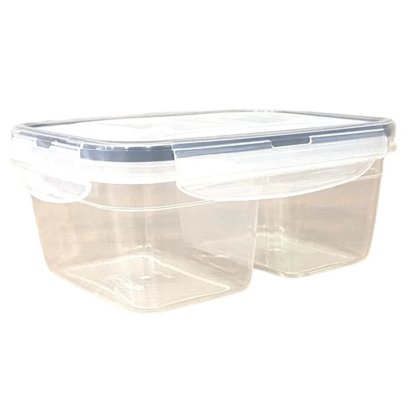 2 Bölmeli Kilitli Kapaklı Saklama Kabı 0,45+0,45 L 2'li Set - Beslenme ve Erzak Kabı