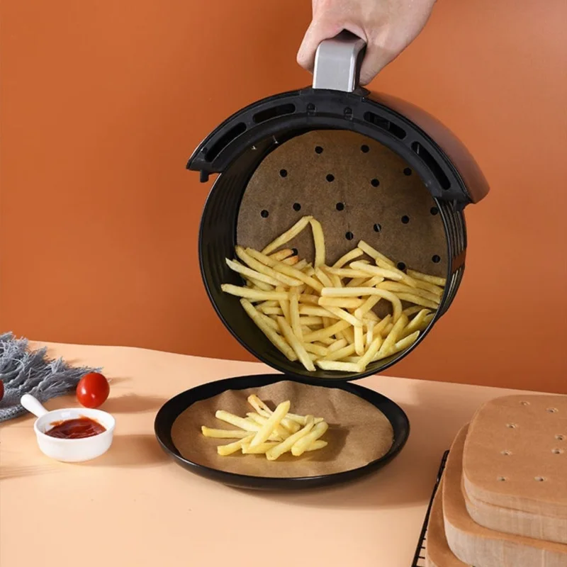 Air Fryer Pişirme Kağıdı Yuvarlak Delikli 20,5 cm 100 Adet 2'li Set - Toplam 200 Adet