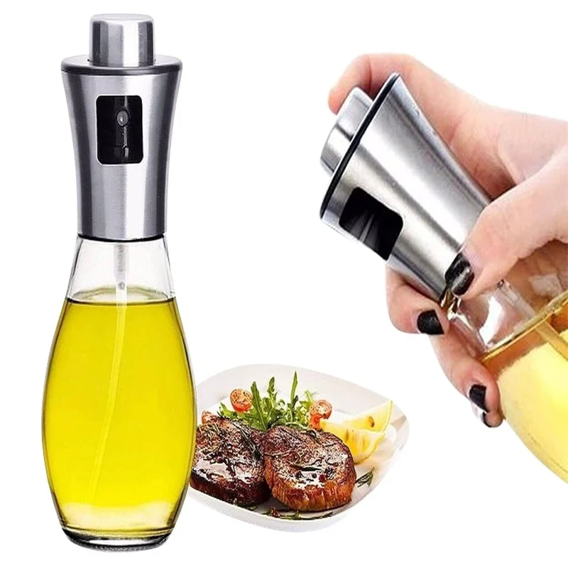 2'li Set Spreyli Sızdırmaz Cam Yağdanlık 200 ml - Yağ Sirke Limon Sos Püskürtücü Sprey Şişe