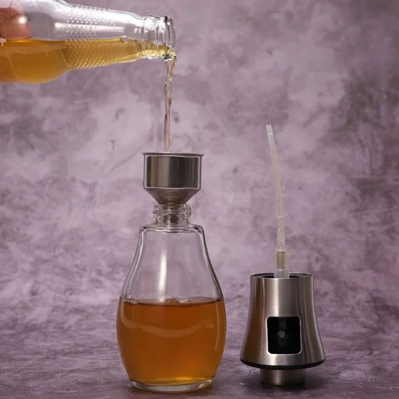 2'li Set Spreyli Sızdırmaz Cam Yağdanlık 200 ml - Yağ Sirke Limon Sos Püskürtücü Sprey Şişe