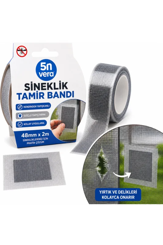 Sineklik Değiştirmeden Onarın | 48 mm x 2 Mt Kendinden Yapışkanlı Yırtık ve Delik Tamir Bandı