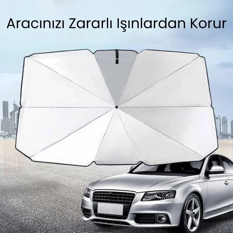 Şemsiye Tasarımlı Oto Güneşlik 145 Cm X 79 Cm Uyumlu Araçlar