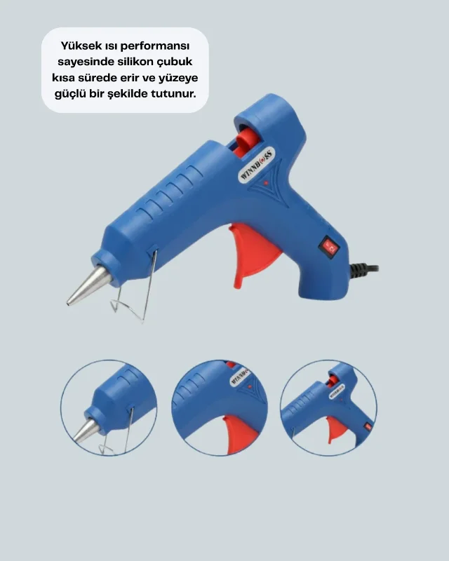 Ergonomik Sıcak Mum Silikon Tabancası 40w 5 Silikon Çubuklu
