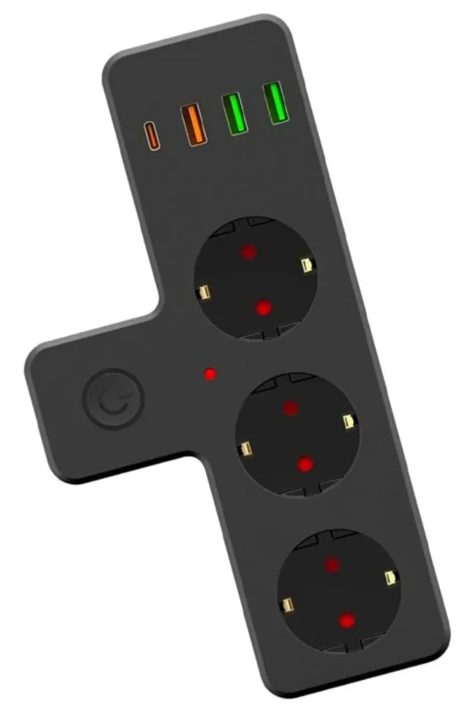Güvenli Termal Akım Korumalı 3 Soket 3 Usb 1 Type-c Priz