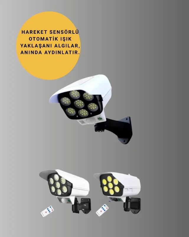 Modern Tasarımlı 2'si 1 Arada Güvenlik Lambası - Güneş Paneli Ve Led