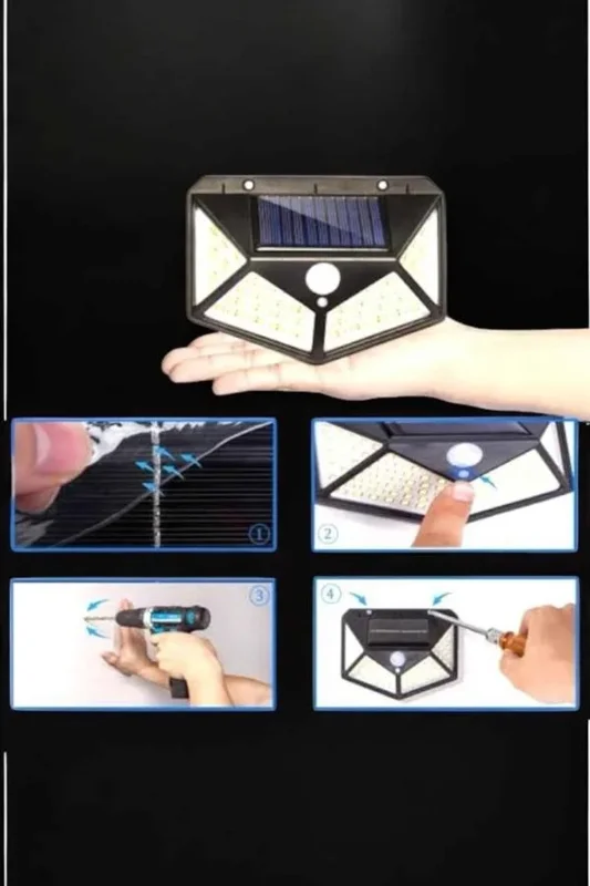 Modern Güneş Enerjili Bahçe Lambası 100 Led