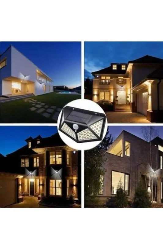 Güneş Enerjili Sensörlü Duvar Lambası 100 Led Bahçe