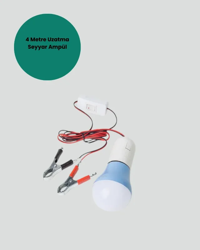 Kamp İçin Timsah Kıskaçlı 12v Led Ampul Acil Durum Lambası