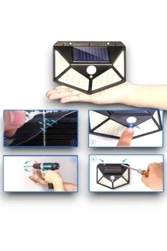 Bahçe Lambası 100 Led Güneş Enerjili Dış Mekan