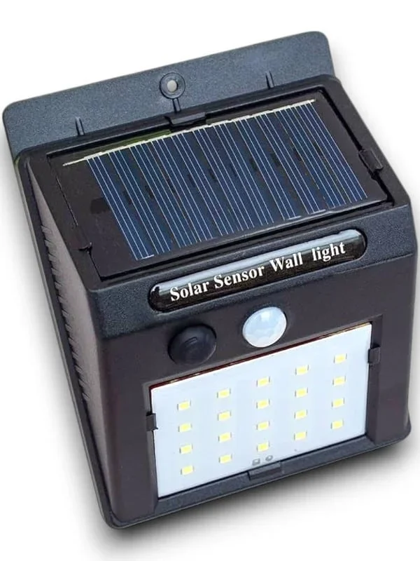 Güneş Enerjili 20 Ledli Sensörlü Duvar Lambası