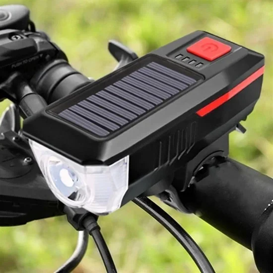 Kornalı Su Geçirmez Solar Enerjili Bisiklet Feneri Usb Şarjlı