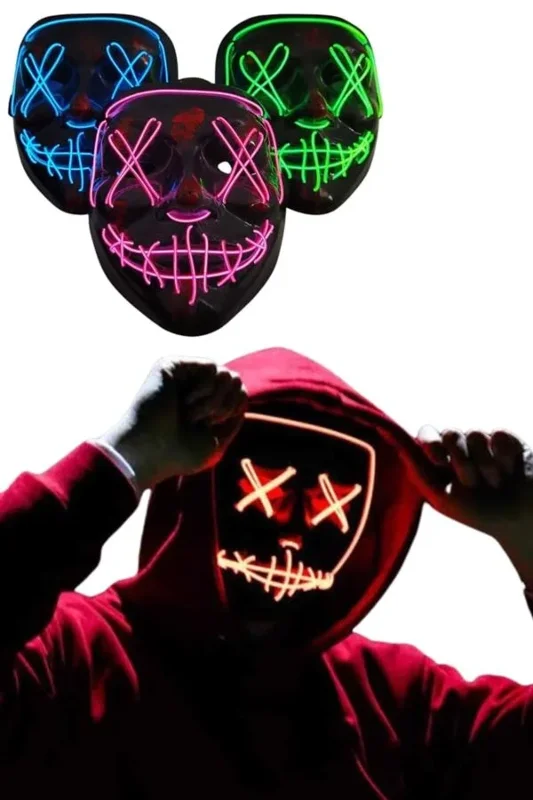 Cadılar Bayramı İçin Led Işıklı Neon Maske 100 Gram